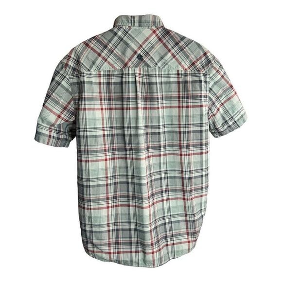 prAna Shirt Button up Men's Tower Grey Maroon Plaid S/S Wove Large - Picture 3 of 10